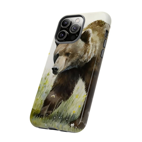 Grizzly Bear in a Field - Impact Resistant Phone Case